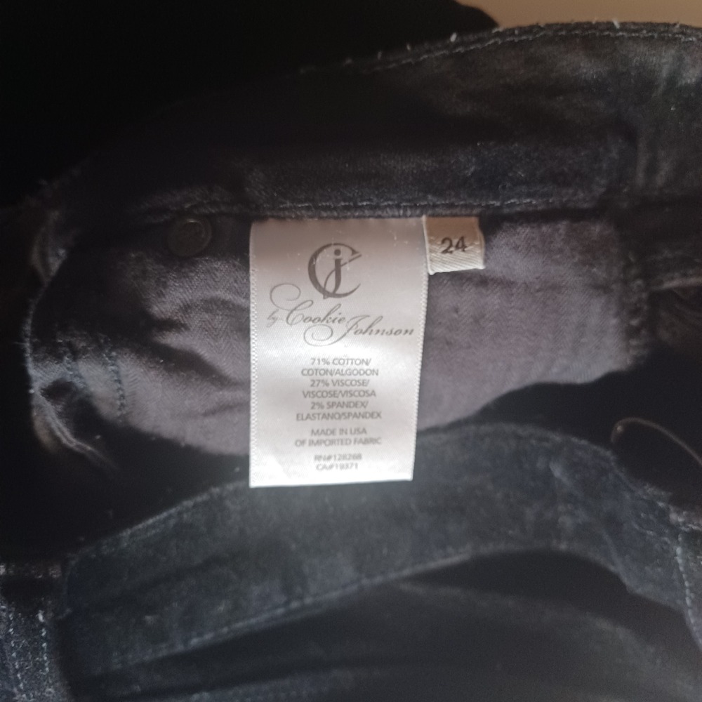 CJ by Cookie Johnson Womens Black Velvet Bootcut Pants Size 24 Stretch Cotton - Picture 7 of 8